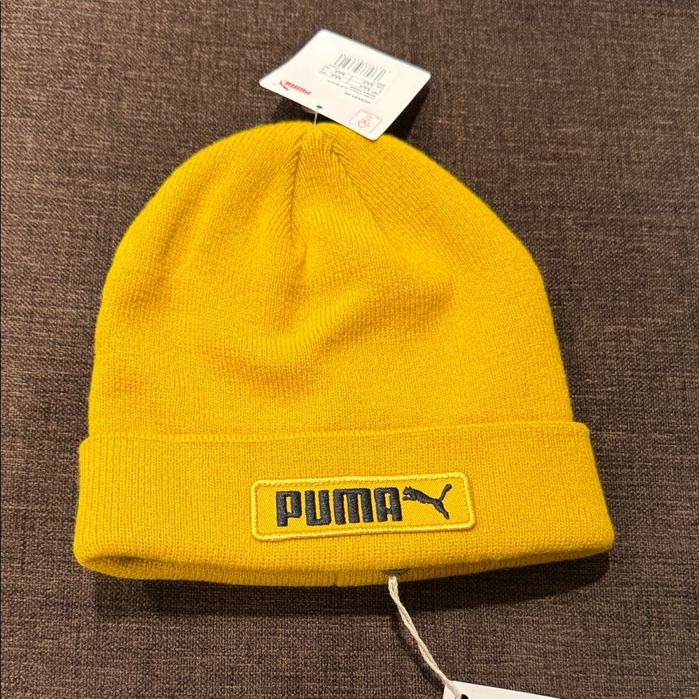 Puma Classic Cuff Beanie in Heather Yellow